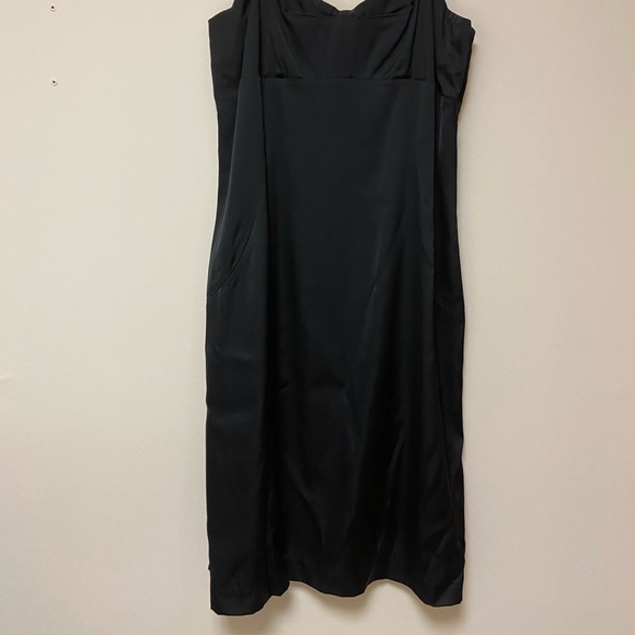 Express Black Silky Shiny Slip Sundress Dress 10 - Picture 3 of 12
